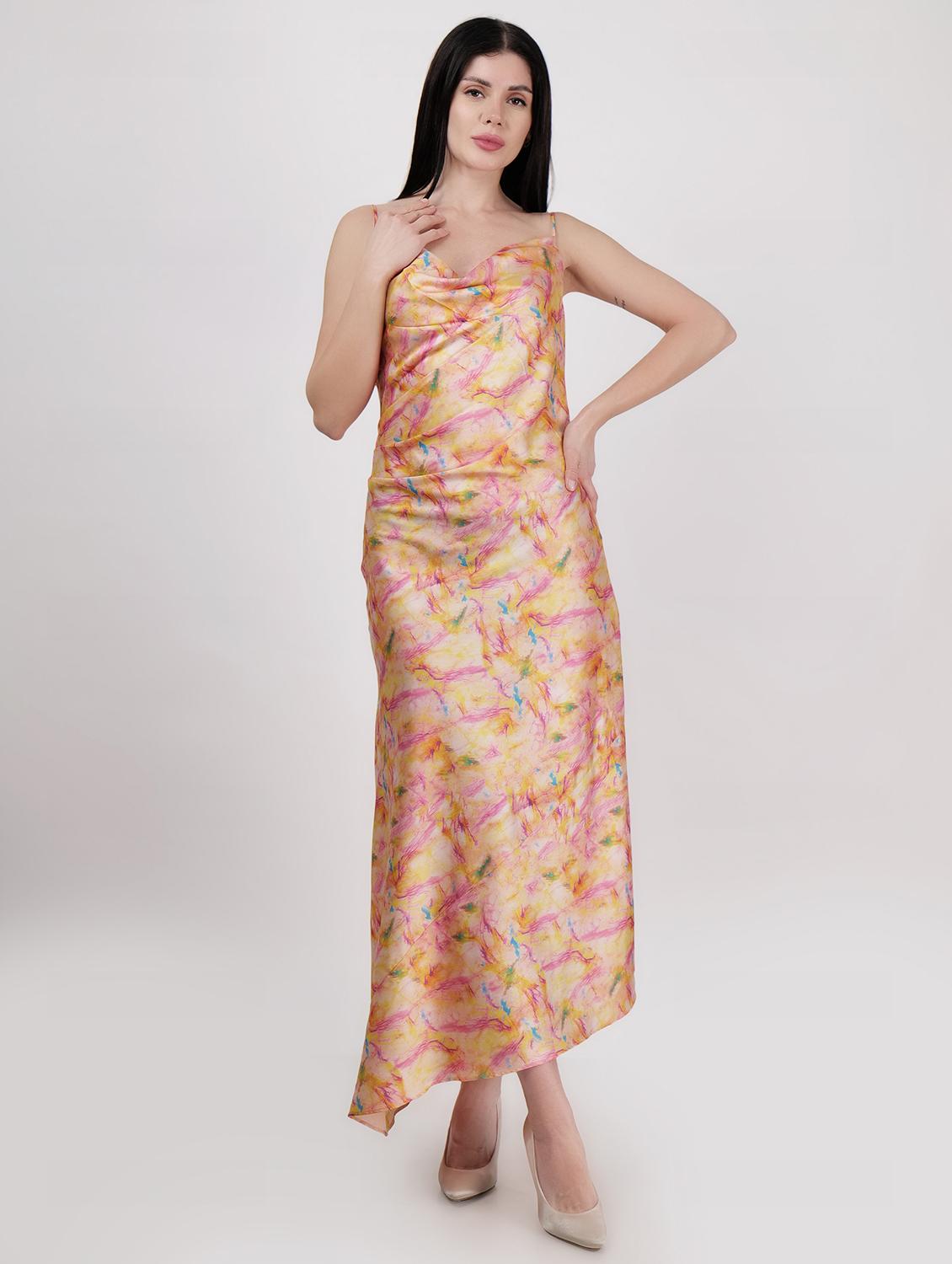 women cowl neck printed asymmetric dress - 21693318 -  Zoom Image - 0