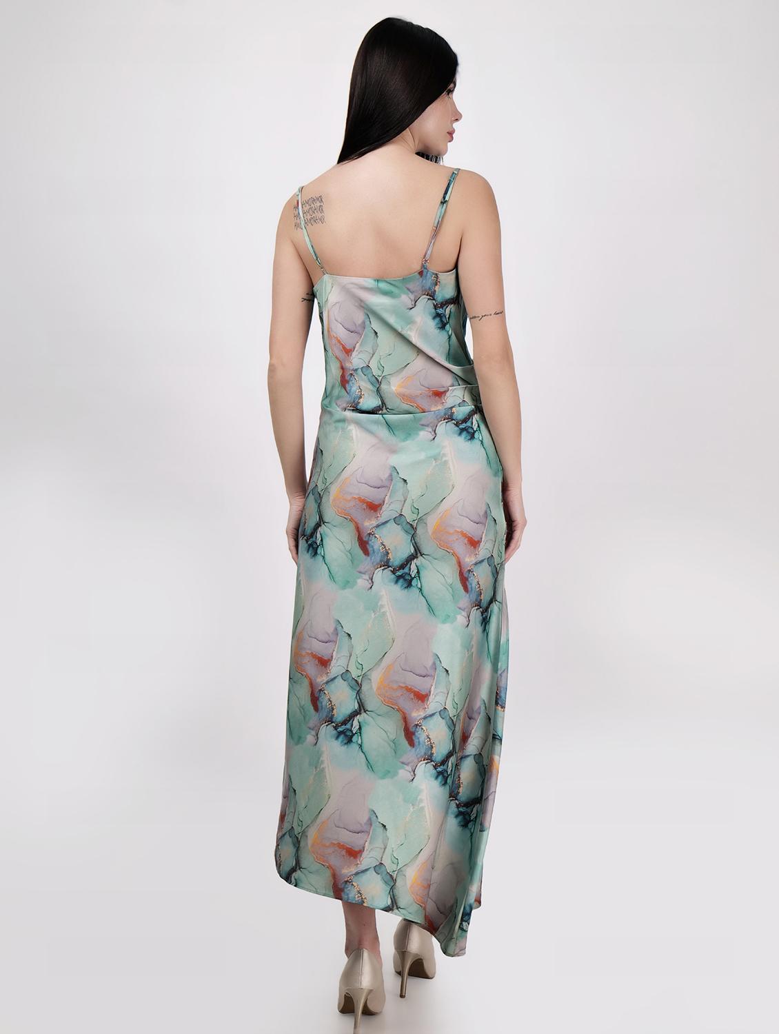 women cowl neck printed asymmetric dress - 21693319 - Standard Image - 4