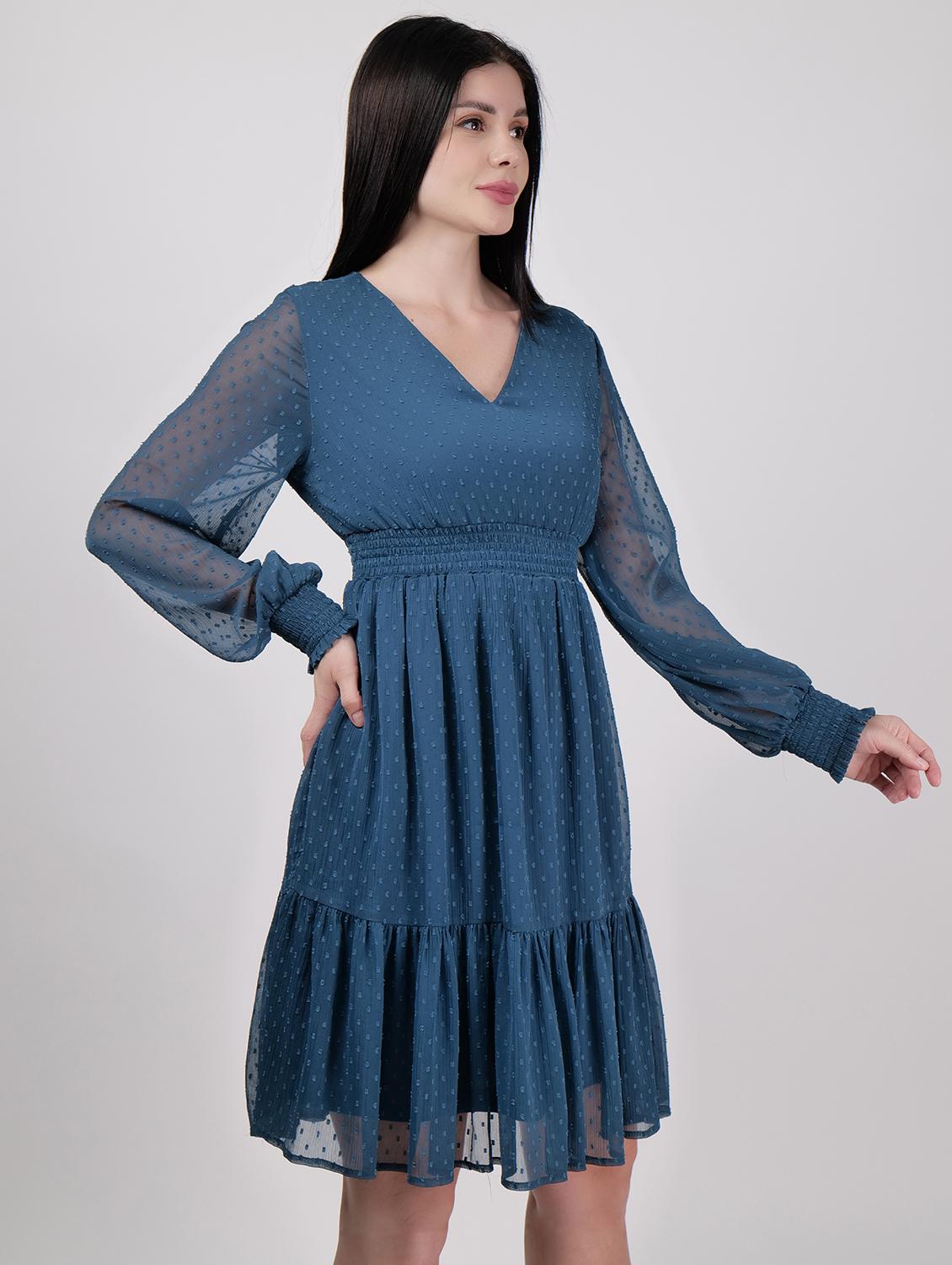 women v- neck solid tiered dress - 21693344 -  Standard Image - 1
