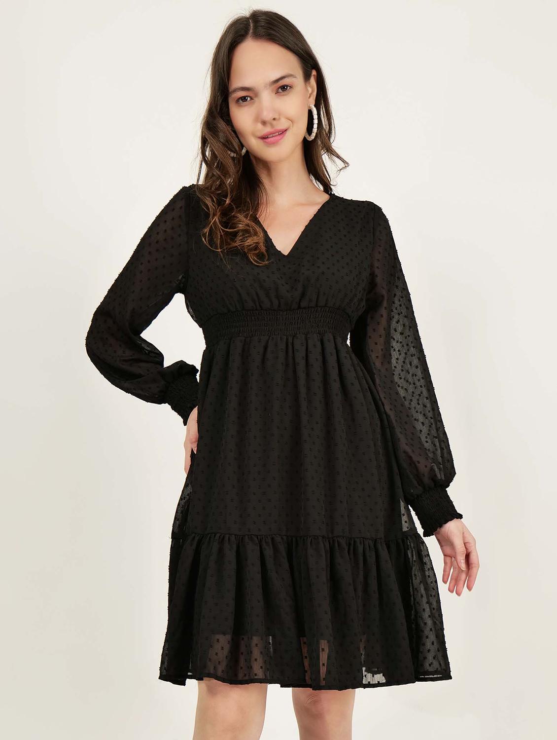 women v-neck solid tiered dress - 21693354 -  Zoom Image - 0