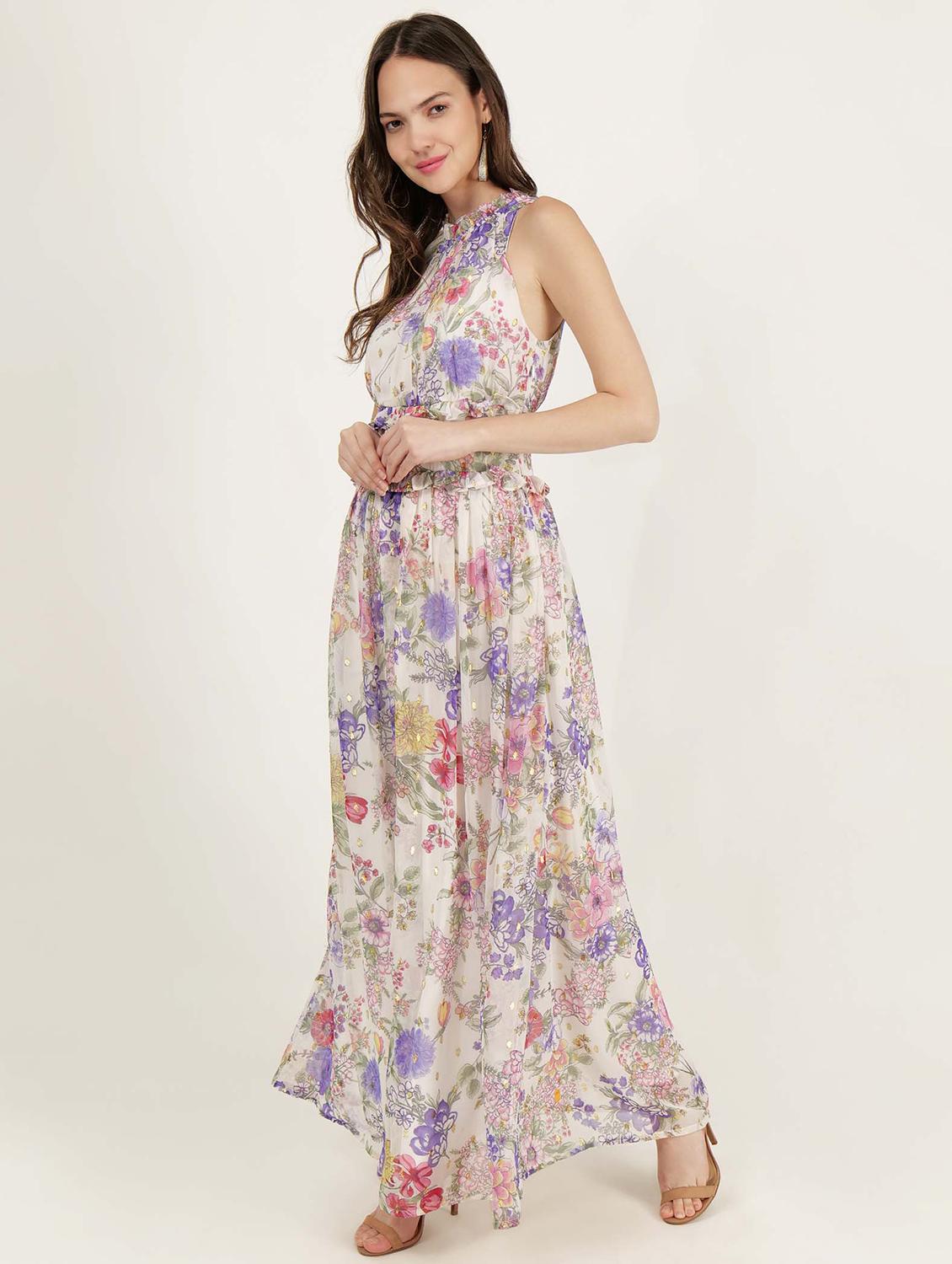 women halter neck floral printed a-line dress - 21693359 -  Standard Image - 1