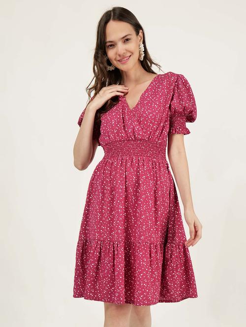 women overlap neck polka dots tiered dress - 21693362 -  Standard Image - 0