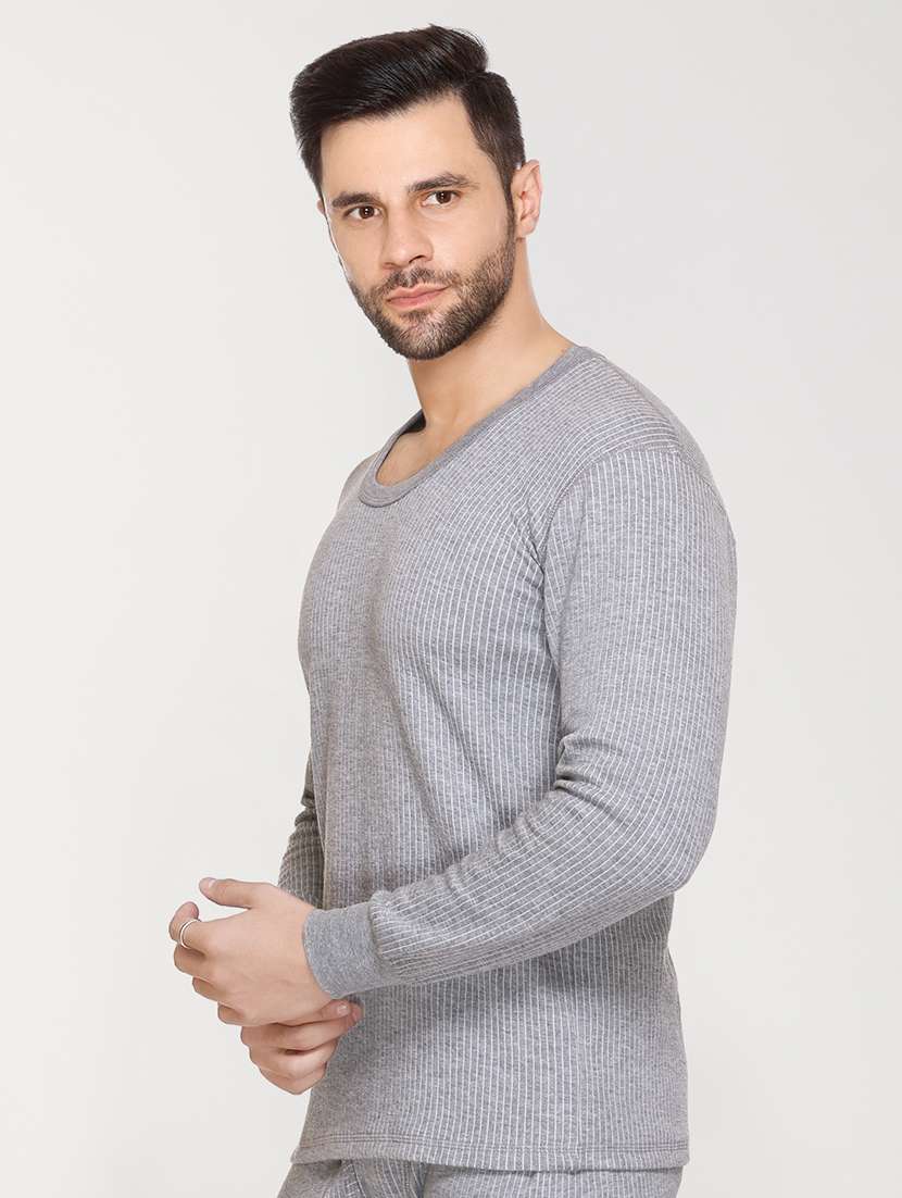men solid full sleeve hermal top - 21693410 -  Standard Image - 1
