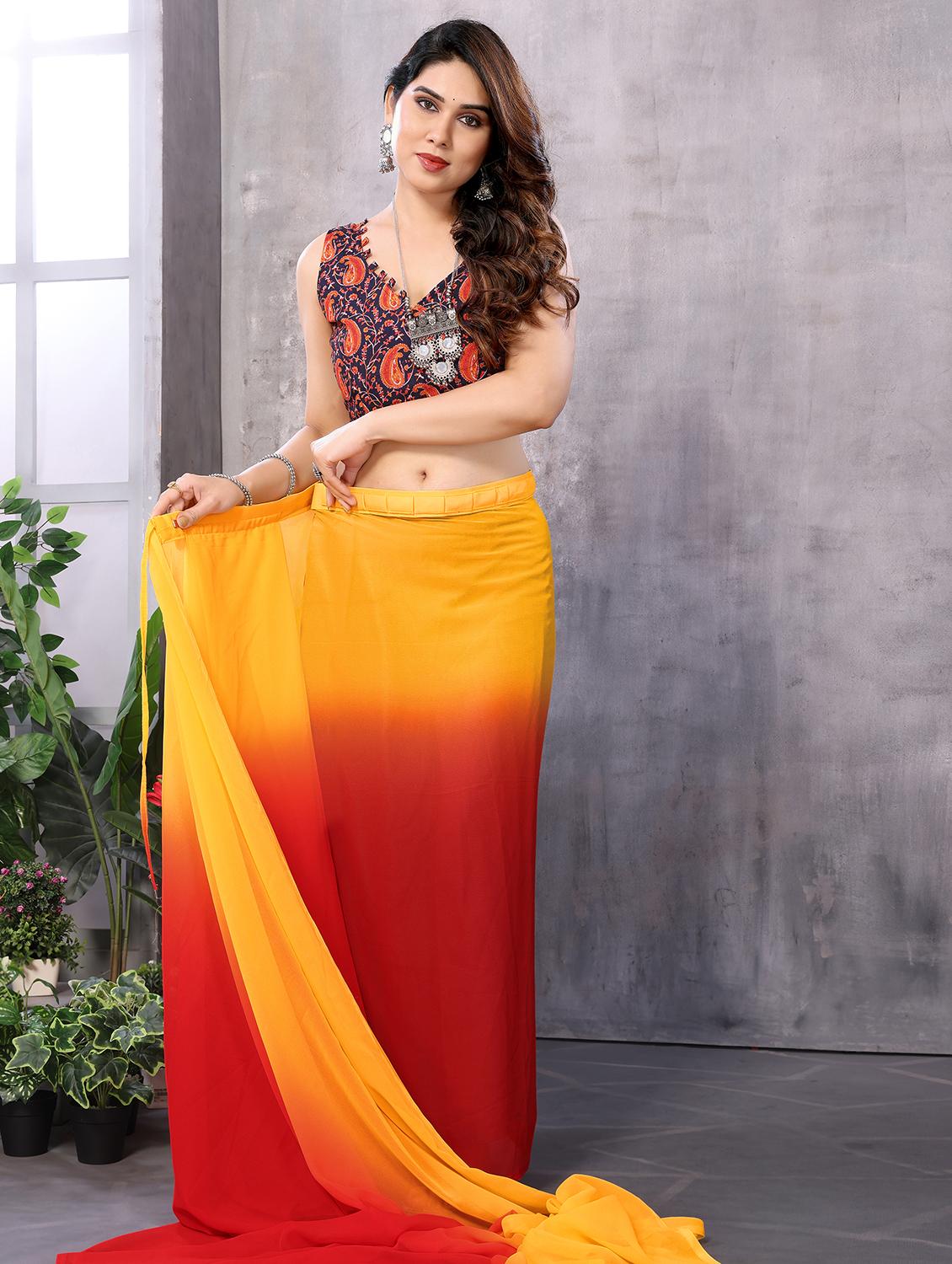 women ombre ready to wear saree with blouse - 21693514 - Standard Image - 1