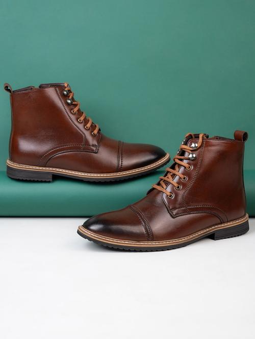 men brown lace up boots - 21693546 -  Standard Image - 0