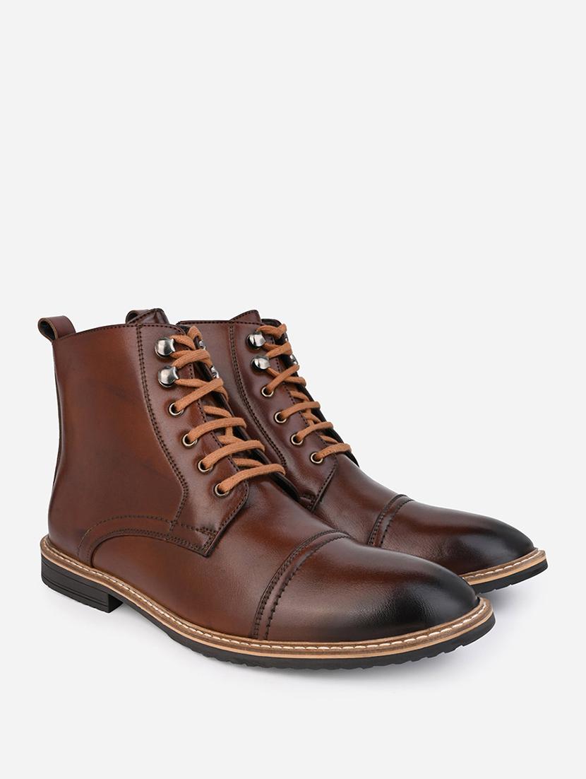 men brown lace up boots - 21693546 -  Standard Image - 1