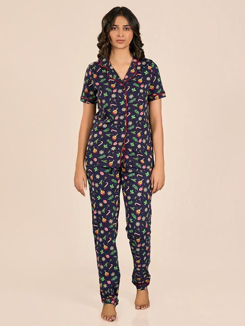 women printed pyjama nightwear set - 21693584 - Standard Image - 0