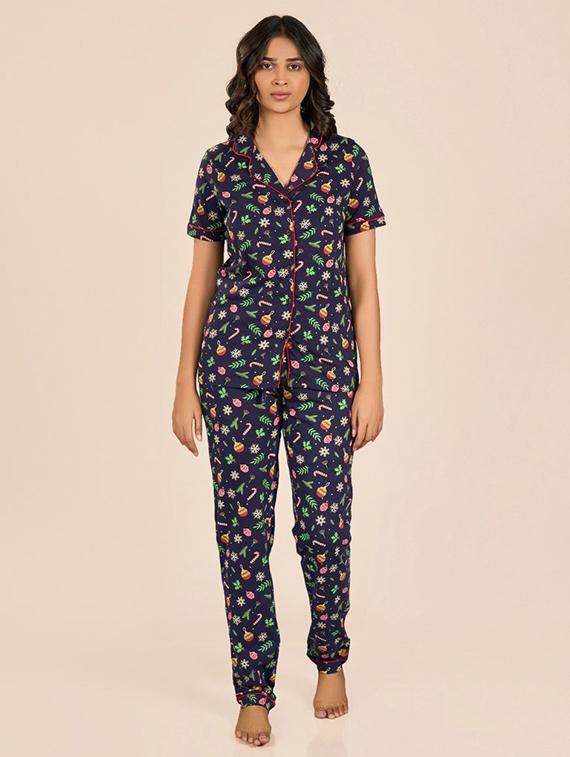 women printed pyjama nightwear set - 21693584 - Zoom Image - 0