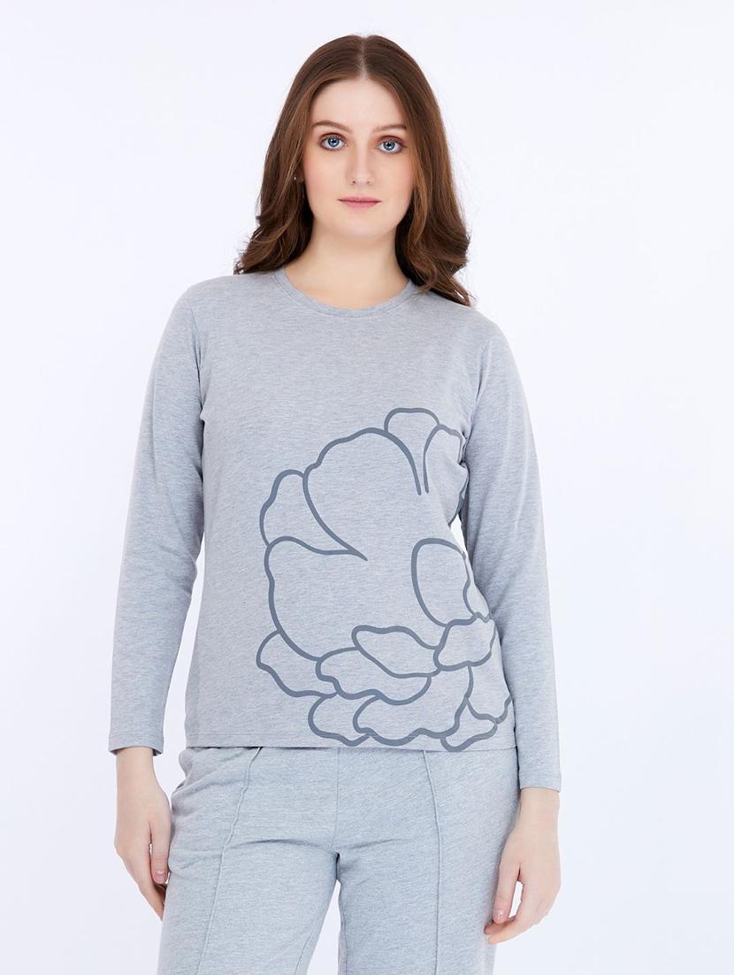 women round neck long sleeve t-shirt - 21693612 -  Zoom Image - 0