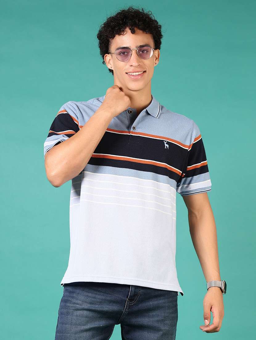 men color blocked short sleeves polo t-shirt