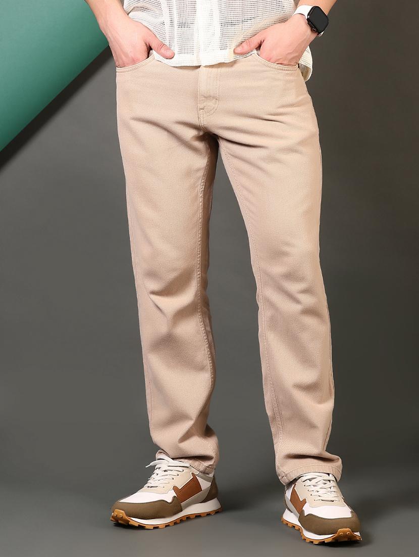 men beige mid rise straight fit denim jean - 21693698 - Standard Image - 1