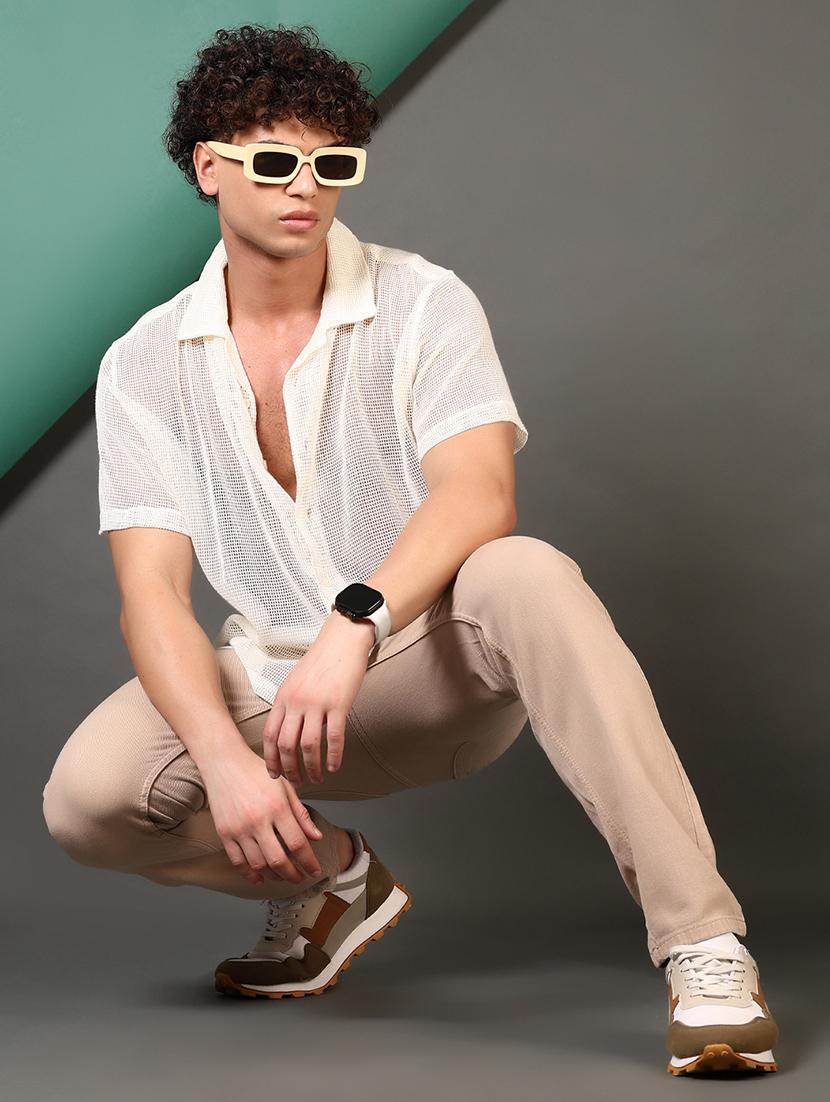 men beige mid rise straight fit denim jean - 21693698 - Standard Image - 4