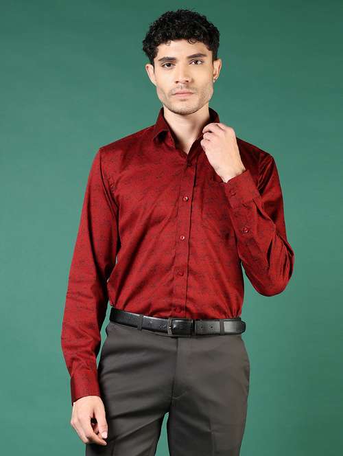 men printed long sleeve regular fit formal shirt - 21693727 -  Standard Image - 0