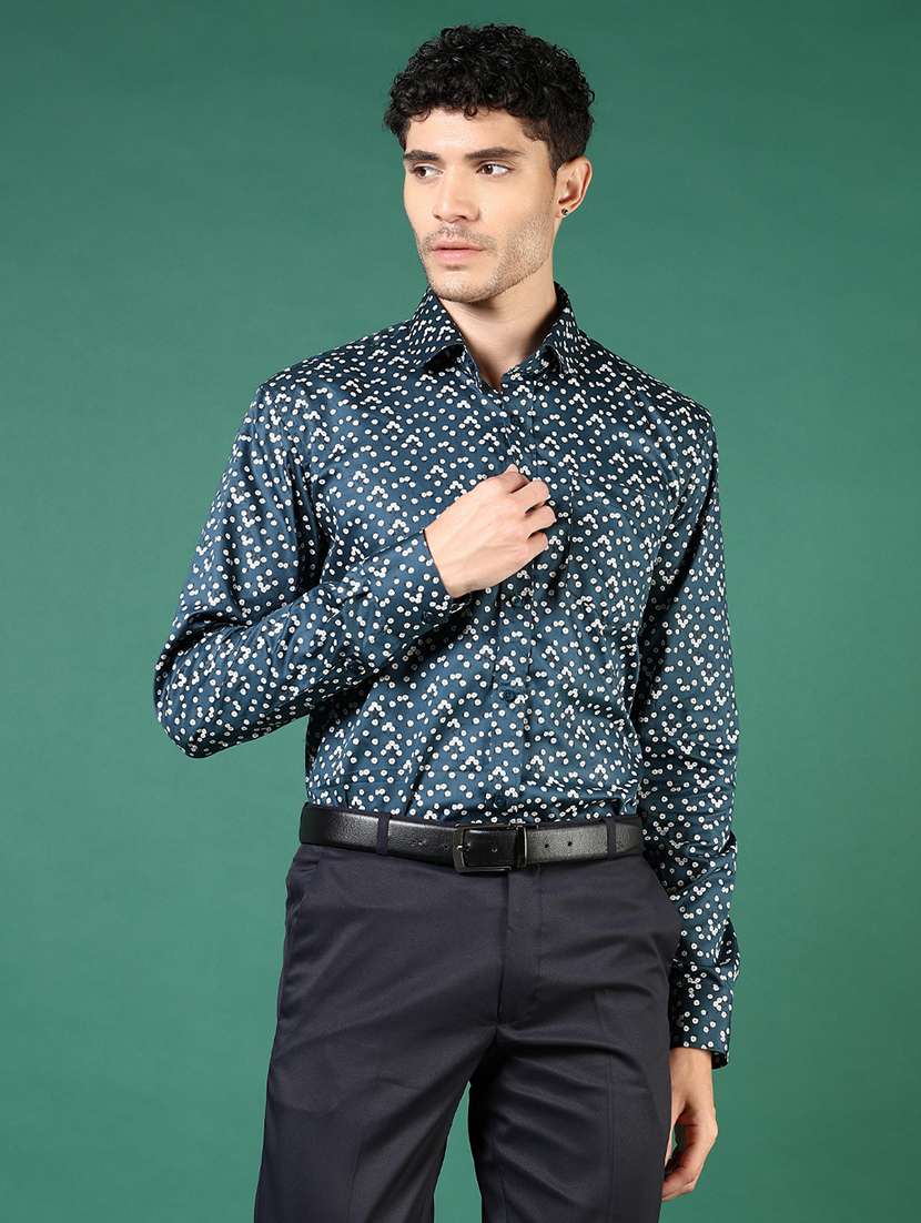 mem printed collared long sleeve casual shirt - 21693729 -  Standard Image - 1