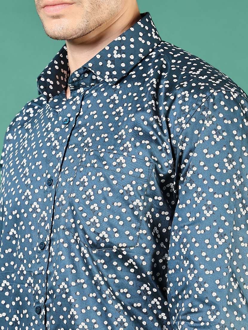 mem printed collared long sleeve casual shirt - 21693729 -  Standard Image - 4