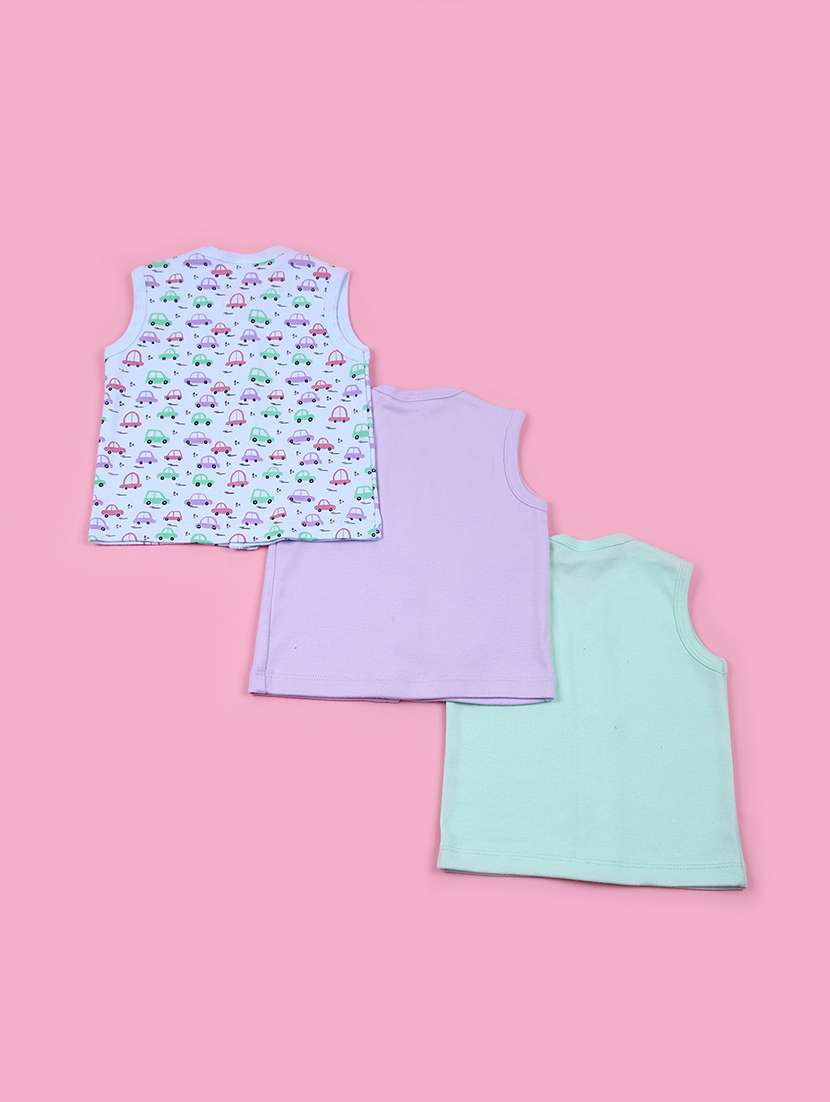 kids pack of 3 printed sleeveless t-shirt - 21693755 -  Standard Image - 1