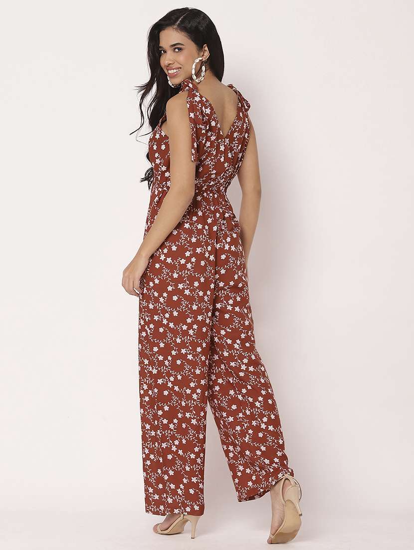 women floral printed v neck full leg jumpsuit - 21693977 -  Standard Image - 4