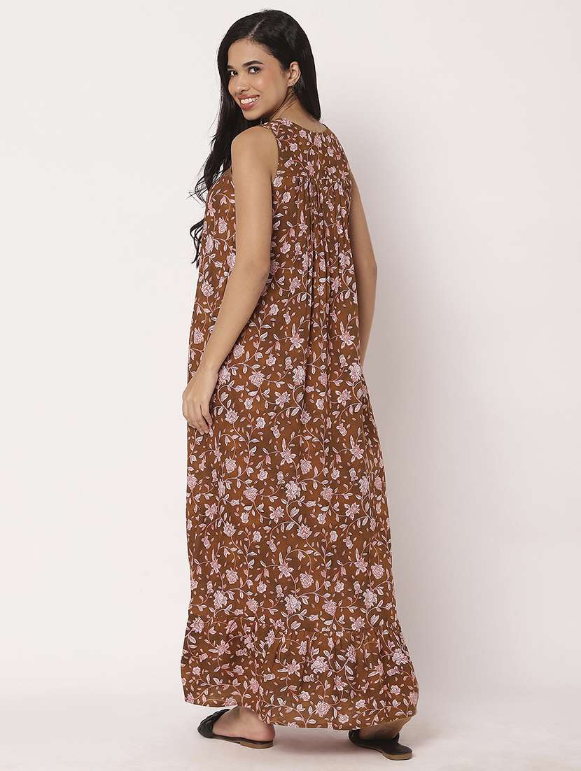 women floral printed sleeveless nighty - 21693983 -  Standard Image - 4