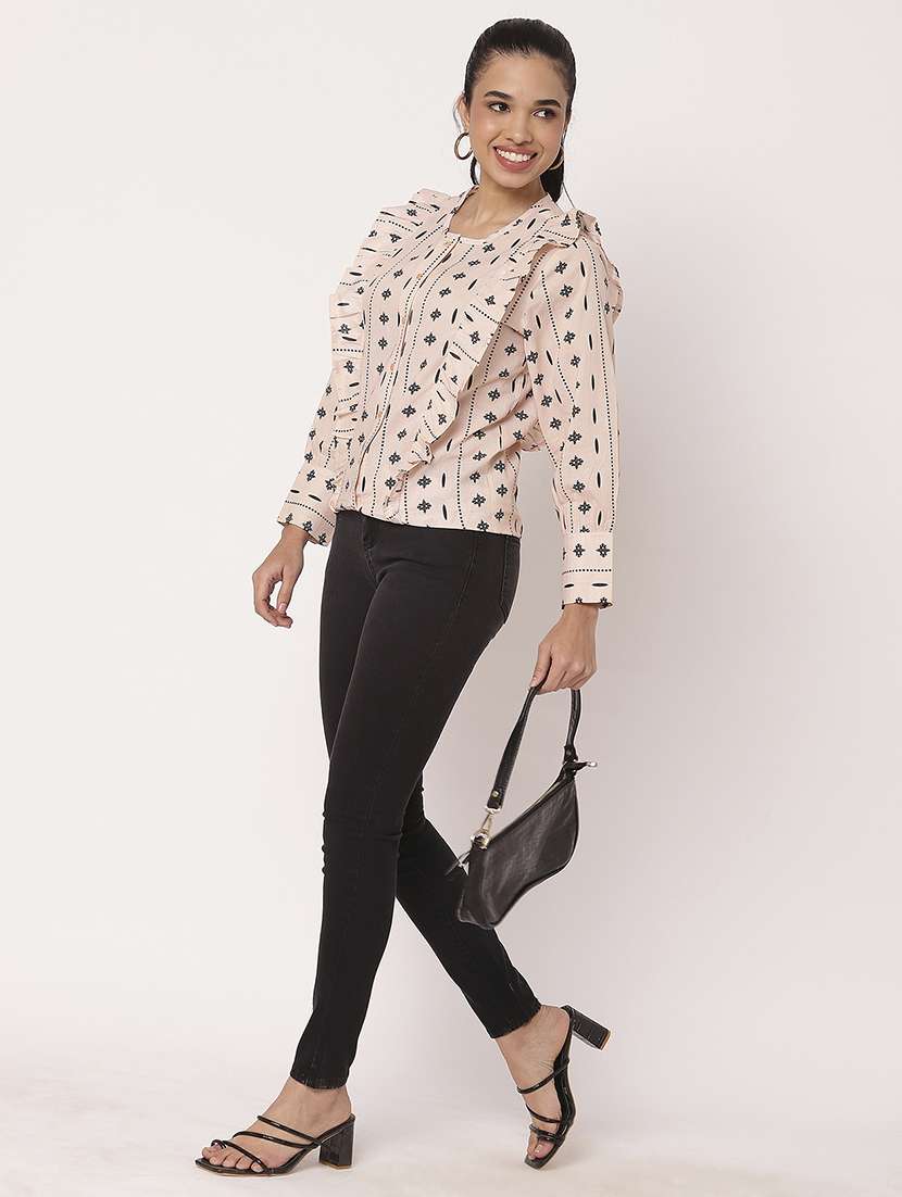 women printed round neck shirt top - 21693984 -  Standard Image - 4