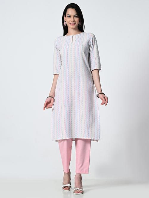 women self design elbow sleeve straight kurta - 21693989 - Standard Image - 0
