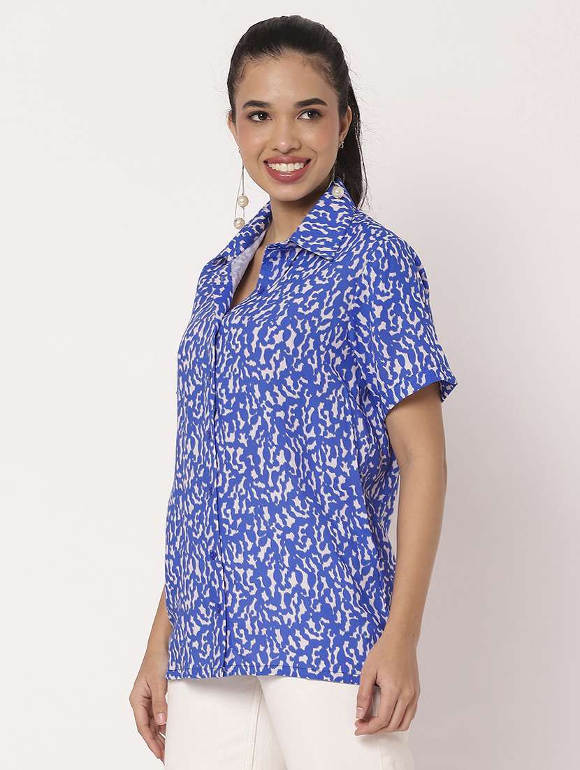 women printed short sleeve regular shirt