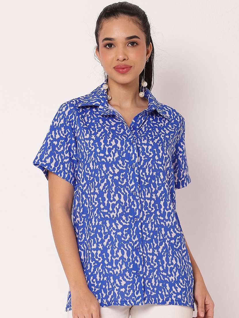women printed short sleeve regular shirt - 21694000 -  Standard Image - 1