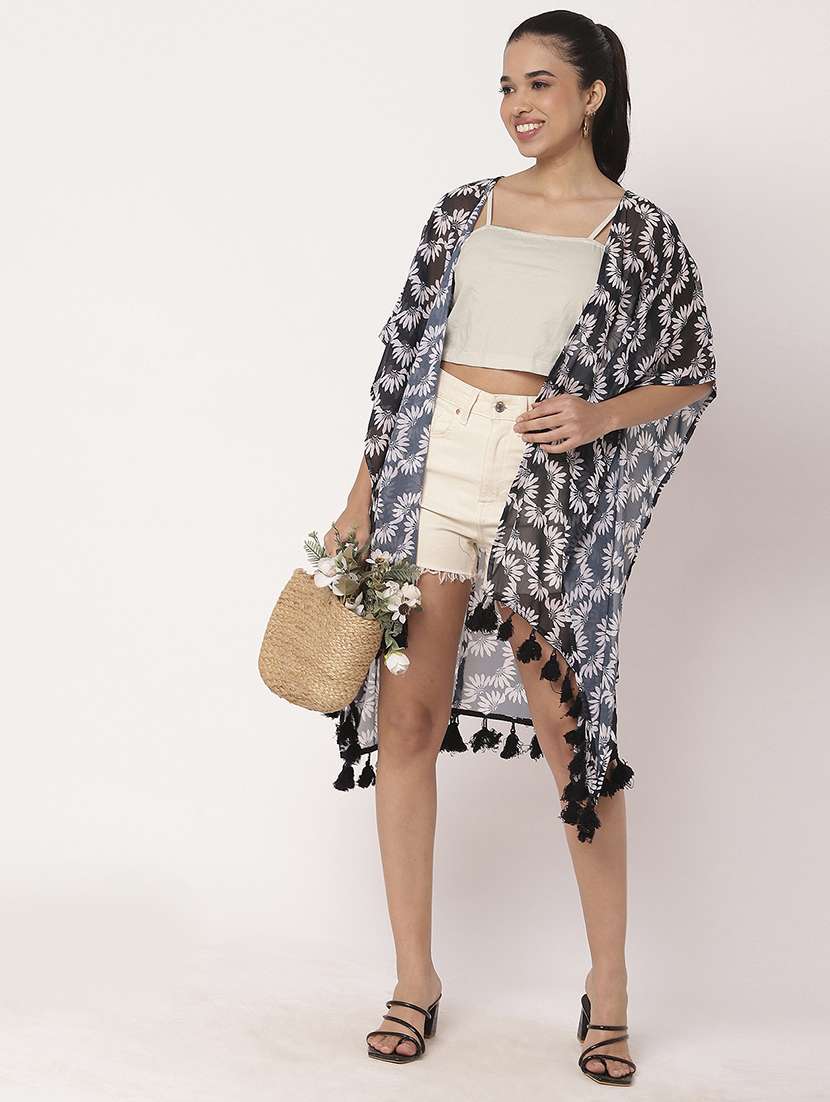 women floral printed asymmetric shrug - 21694006 - Standard Image - 4