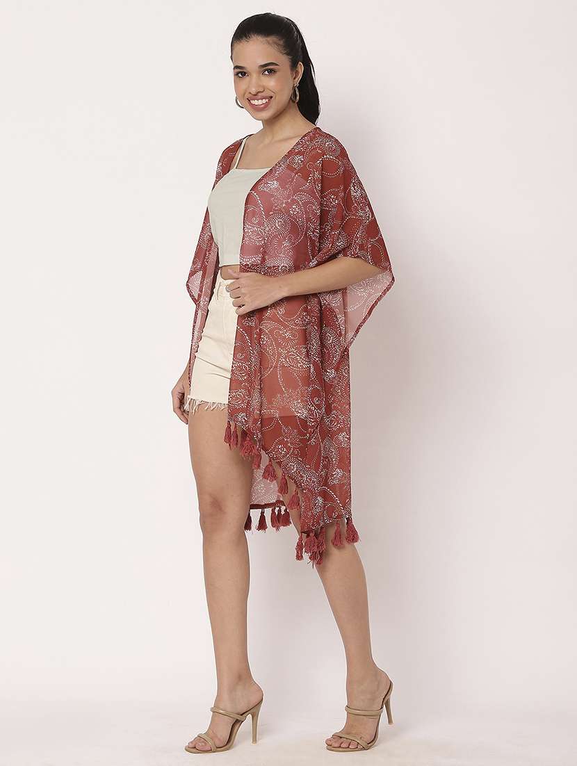 women paisley printed asymmetric shrug - 21694007 -  Standard Image - 1