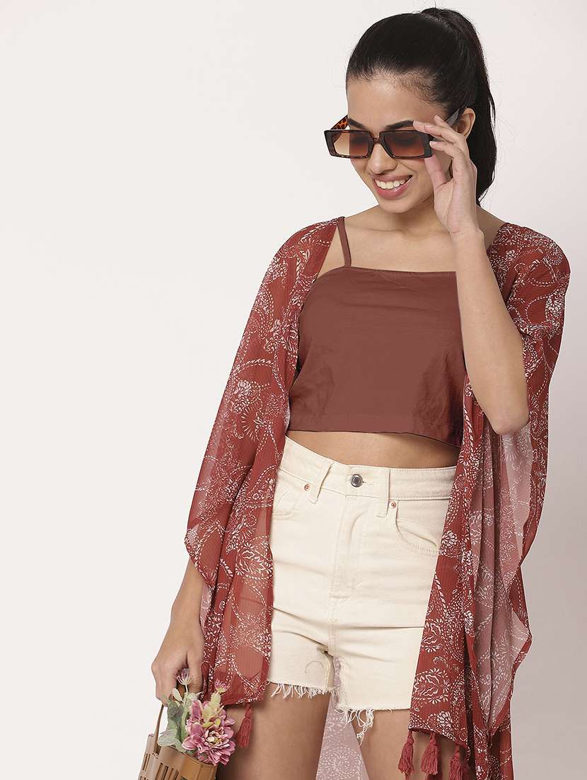 women paisley printed asymmetric shrug - 21694007 -  Standard Image - 4