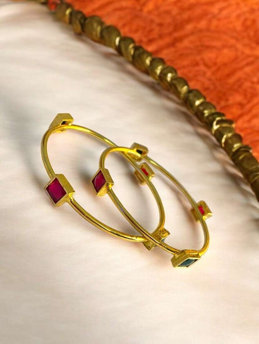 women gold plated contemporary bangle - 21694186 -  Standard Image - 1