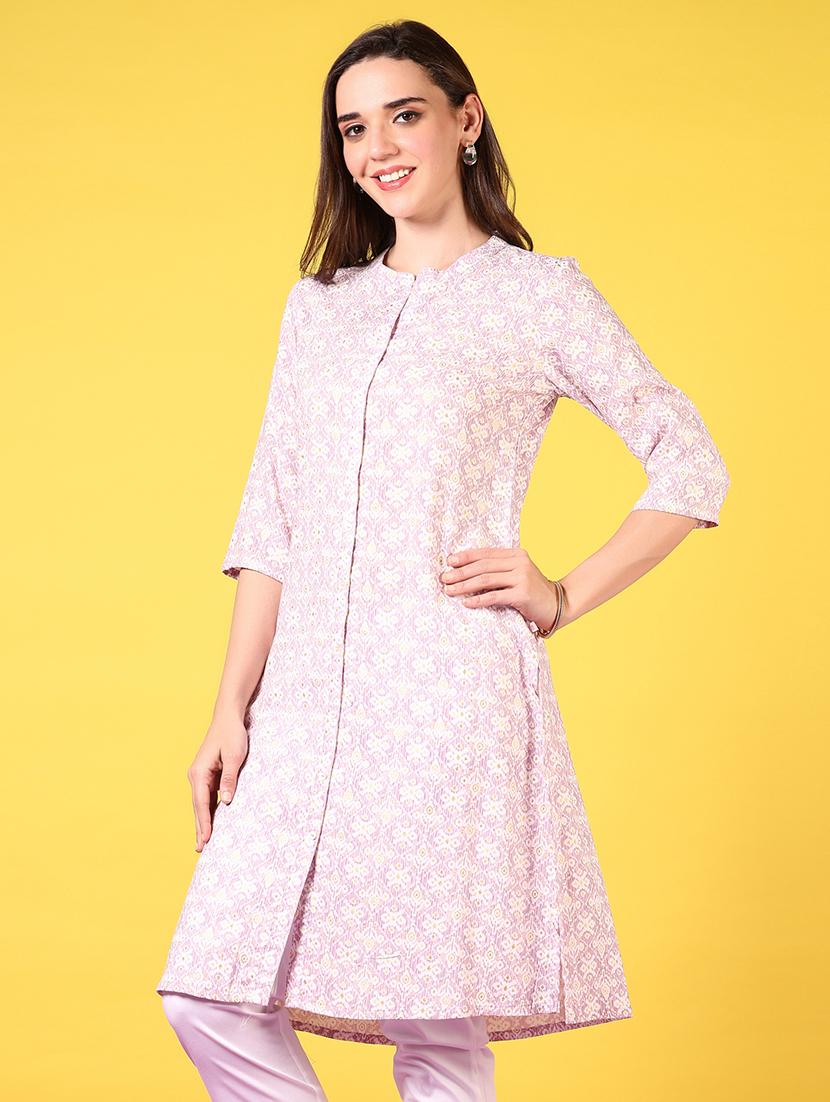 women mandarin neck printed straight kurta - 21694243 - Standard Image - 1