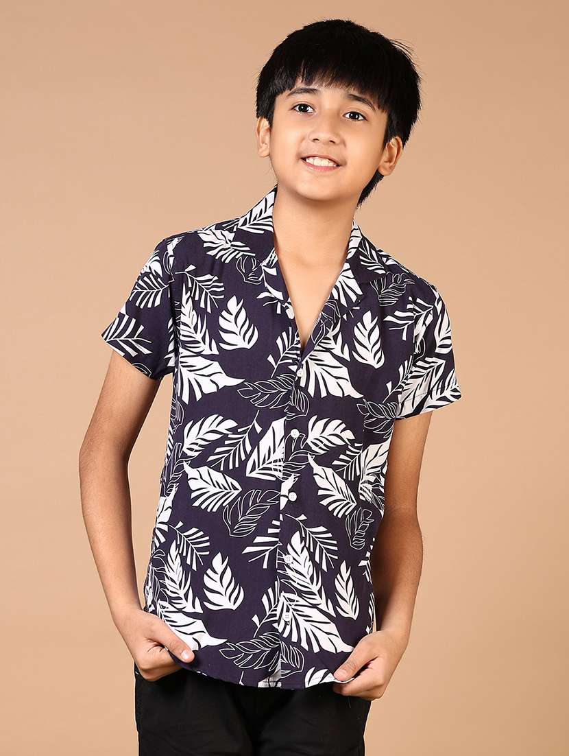 boys cuban collared short sleeves shirt