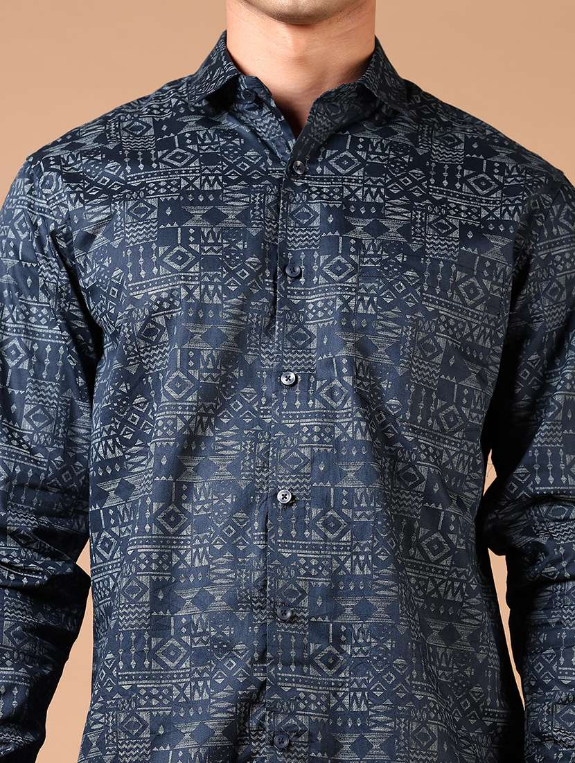 men long sleeves printed casual shirt - 21694287 -  Standard Image - 4