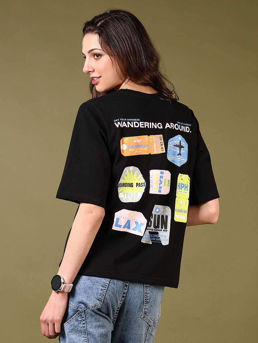 women back print short sleeve t-shirt - 21694310 - Standard Image - 1