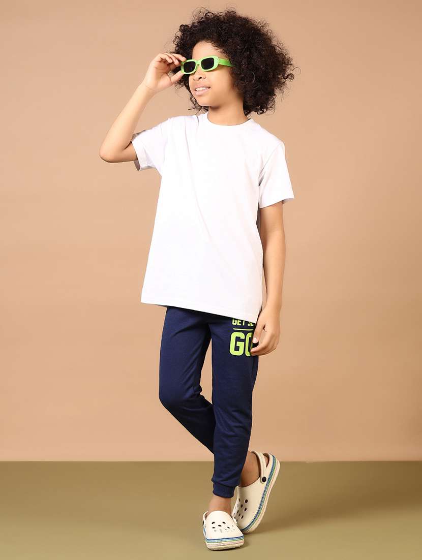 boys navy blue placement print mid rise jogger - 21694334 -  Standard Image - 4