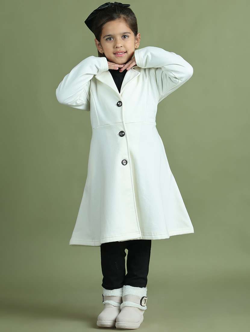 girls long sleeves solid trench coat