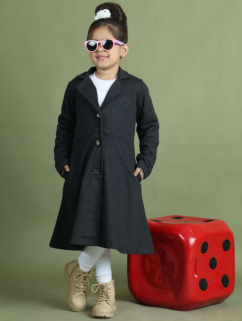 girls long sleeves solid trench coat - 21694634 - Standard Image - 4
