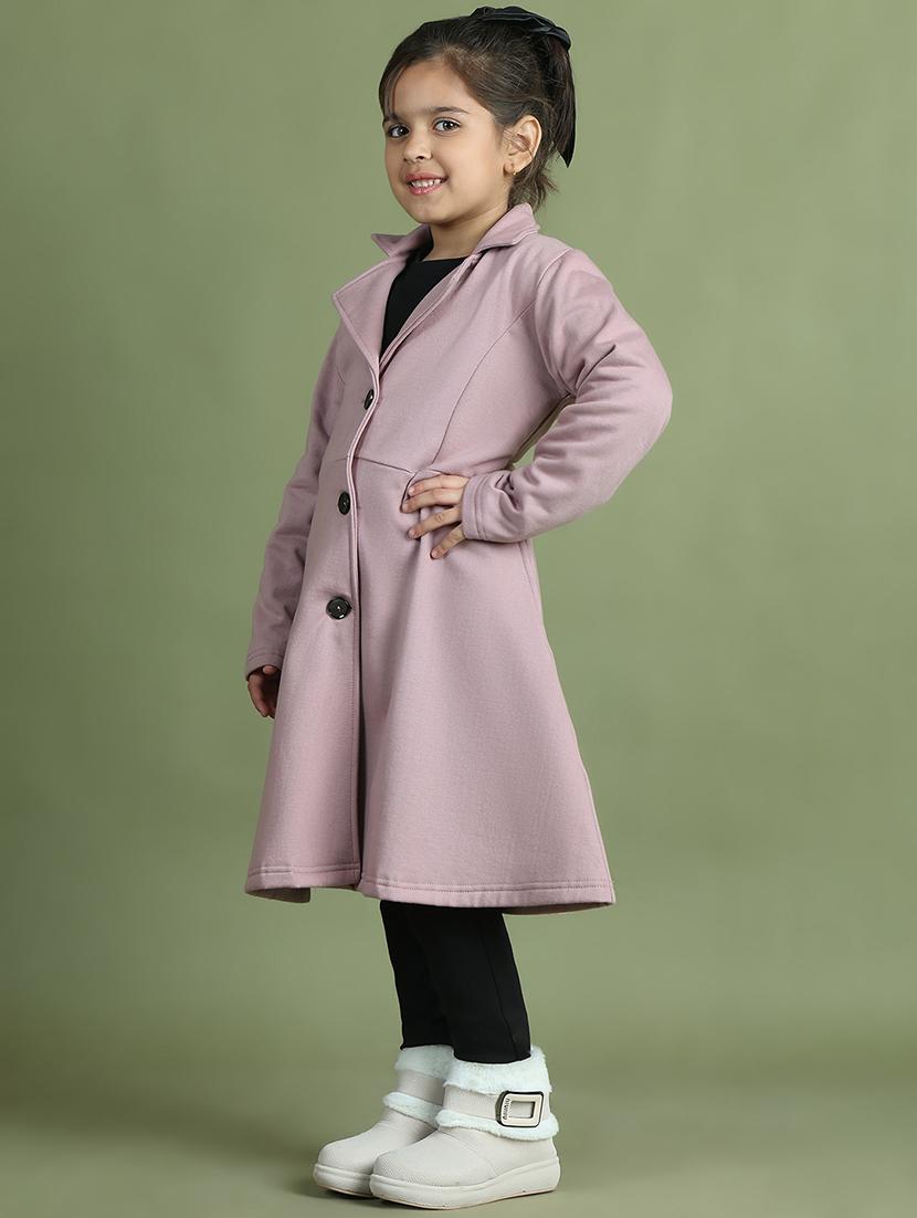 girls long sleeves solid trench coat - 21694635 - Standard Image - 1