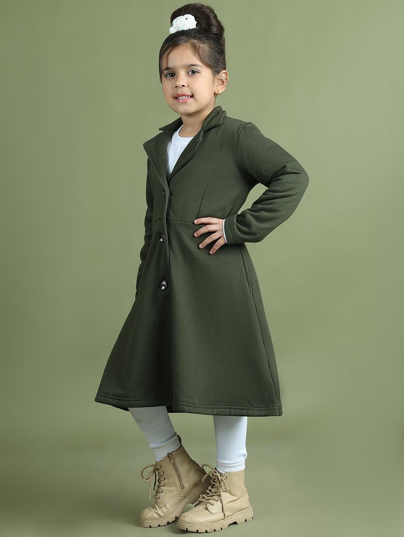 girls long sleeves solid trench coat - 21694637 - Standard Image - 1
