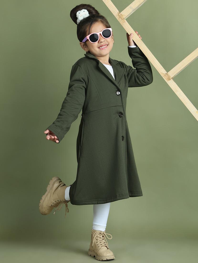girls long sleeves solid trench coat - 21694637 - Standard Image - 4
