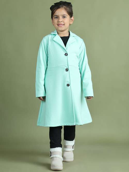 girls long sleeves solid trench coat - 21694639 - Standard Image - 0