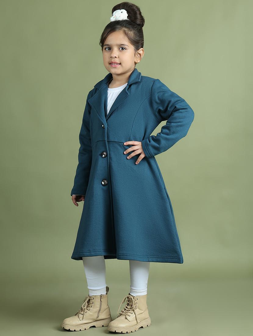 girls long sleeves solid trench coat - 21694640 - Standard Image - 1