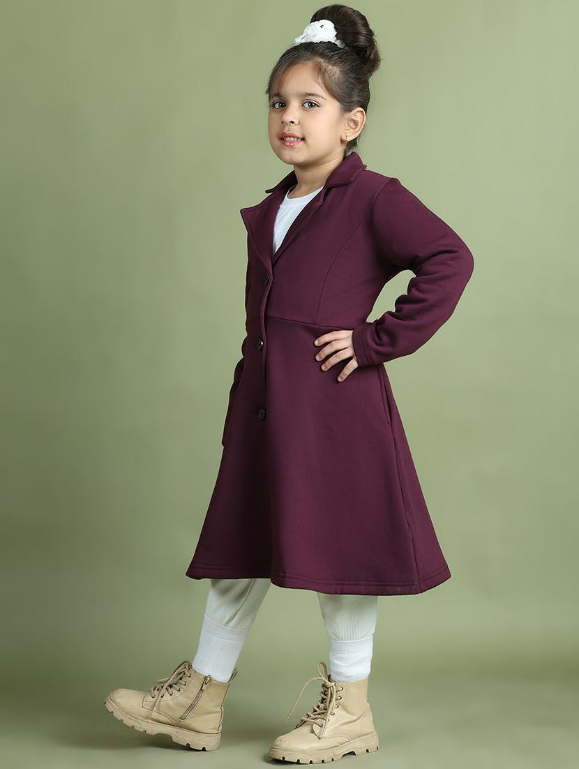 girls long sleeves solid trench coat - 21694641 - Standard Image - 1