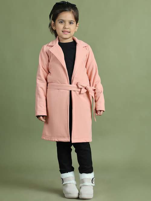 girls long sleeves solid trench coat - 21694642 -  Standard Image - 0