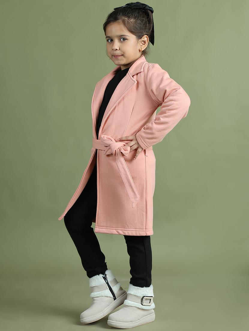 girls long sleeves solid trench coat - 21694642 -  Standard Image - 1