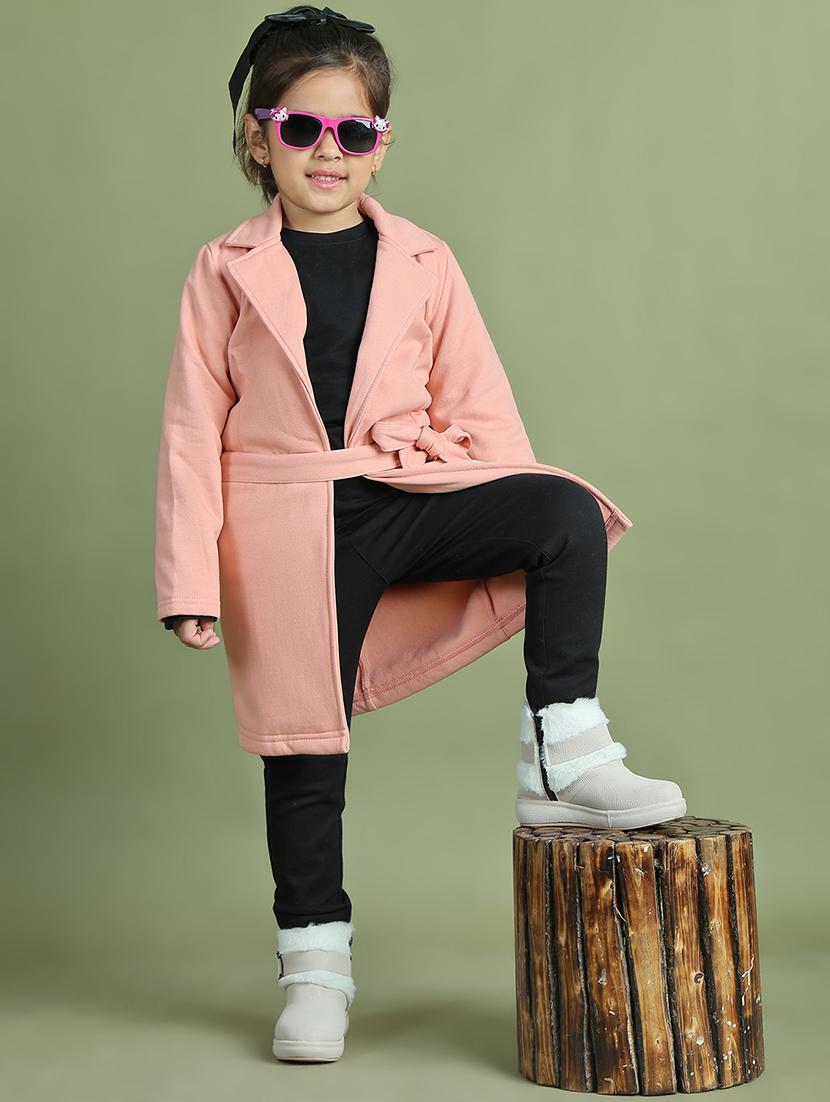 girls long sleeves solid trench coat - 21694642 - Standard Image - 4