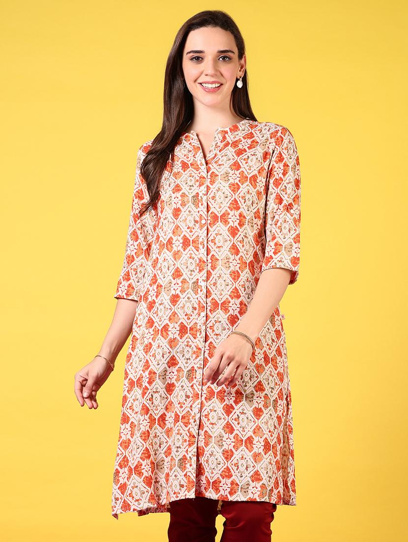 women mandarin neck printed a-line kurta - 21694644 - Zoom Image - 0
