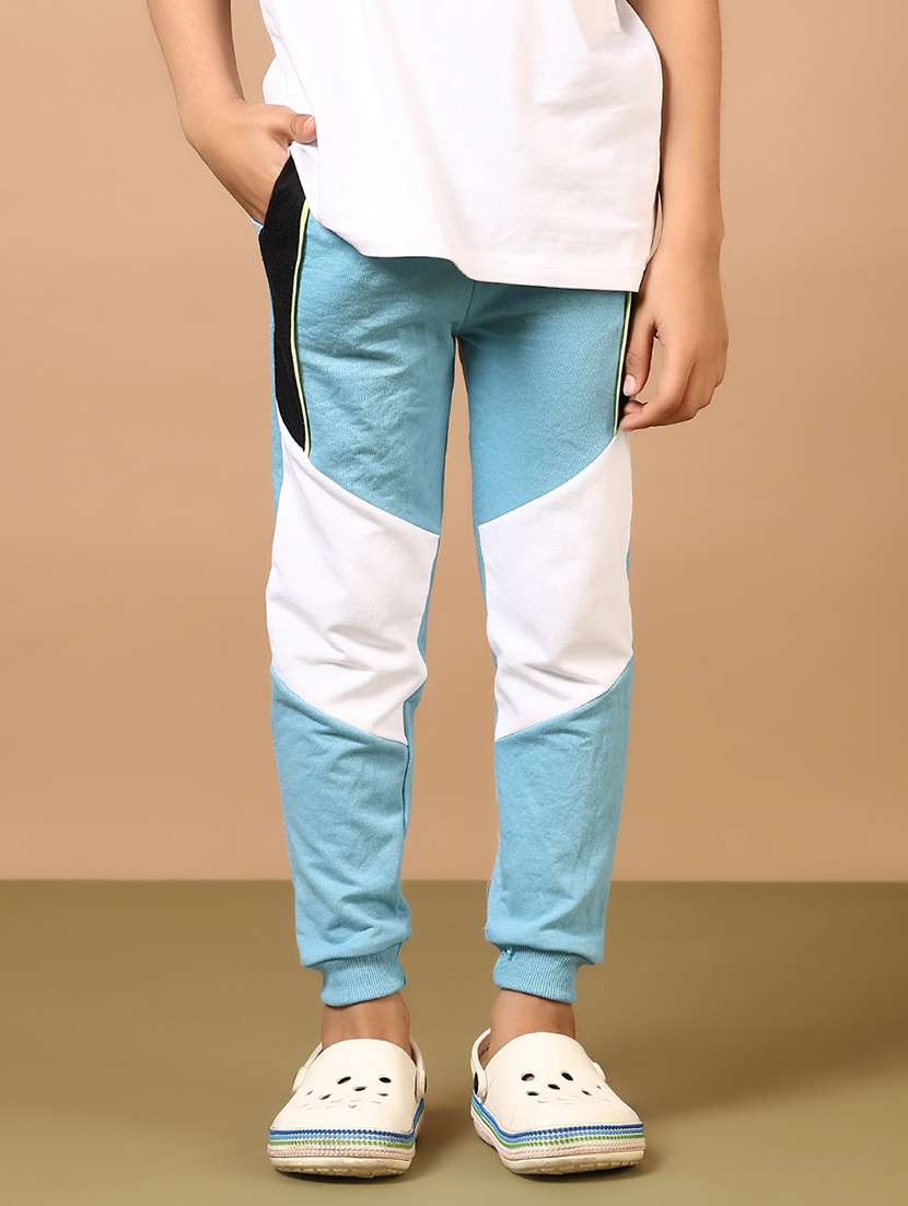 boys light blue color block mid rise jogger - 21694648 -  Standard Image - 1
