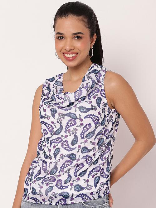 women paisley printed cowl neck top - 21694656 - Standard Image - 0