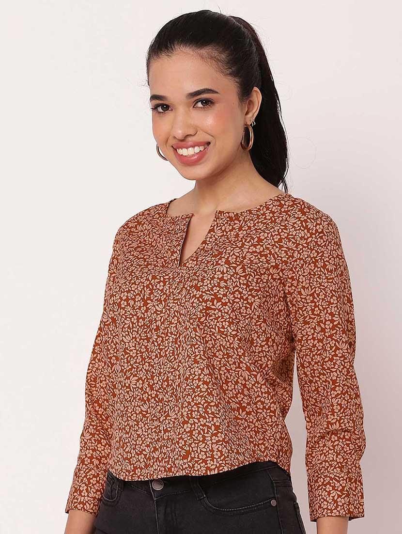 women floral printed notch neck regular top - 21694663 - Zoom Image - 0